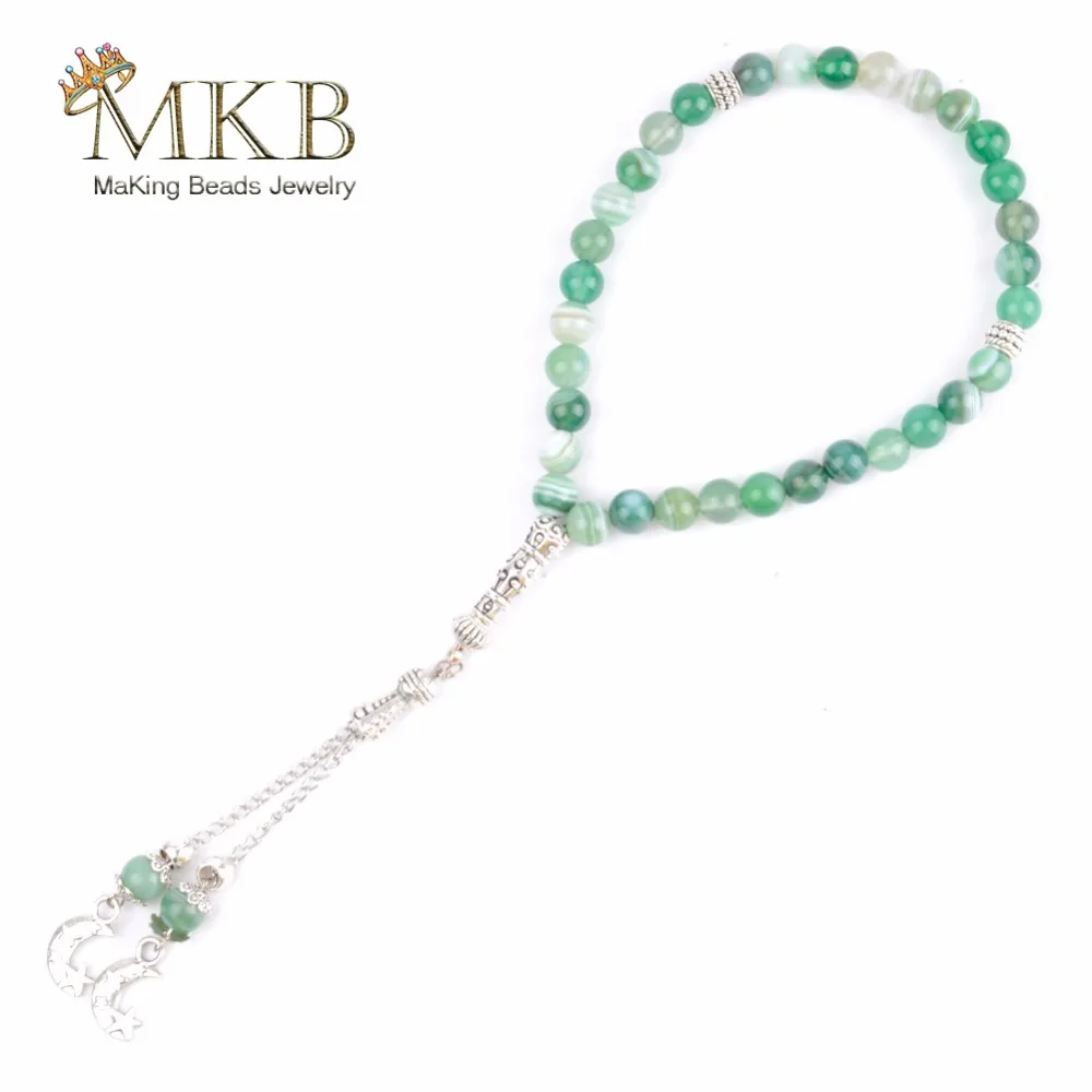 Женский и мужской браслет Tasbih мусульманский из 33 бусин с четками 8 мм натуральный