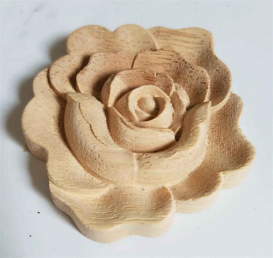

1PC Unpainted Wood Carved Corner Onlay Applique Frame for Furniture Cabinet Unpainted Wooden Mouldings Decal Decorative Figurine