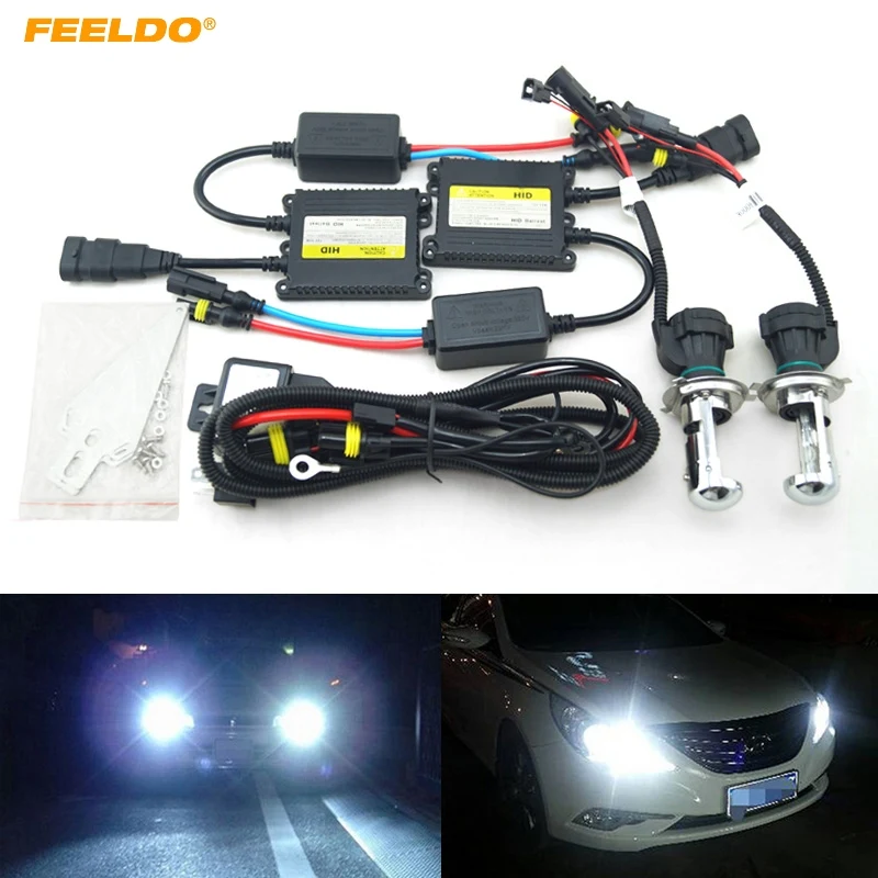 FEELDO 4 комплекта 35 Вт Автомобильная фара переменный ток H4 HID ксеноновая лампа Hi/Lo