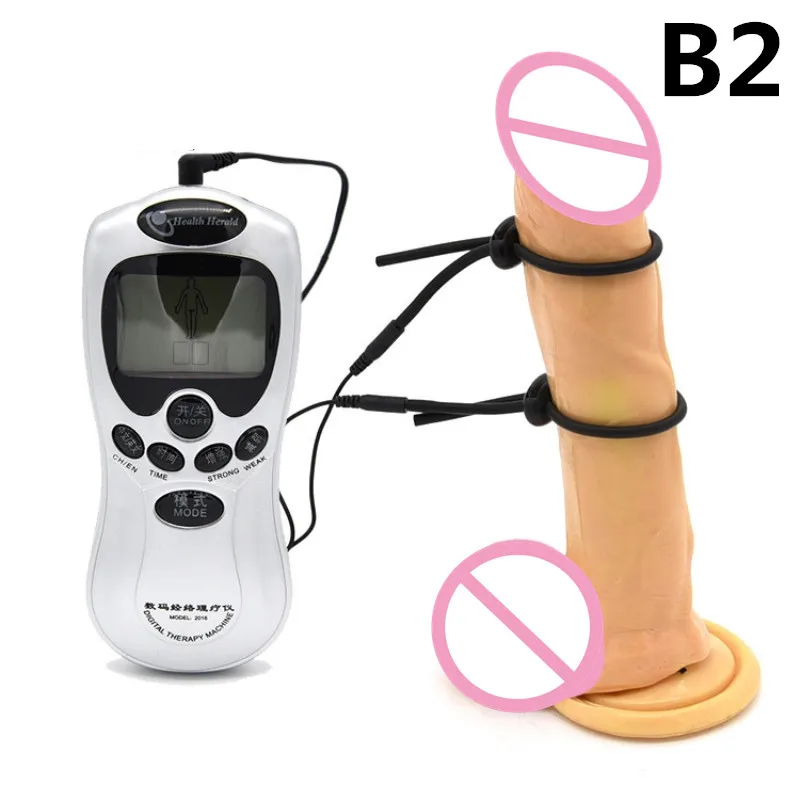 2 Черный Glans Пениса Кольца Эрекционные Электрическим Током Кабель Хозяина Electro Shock