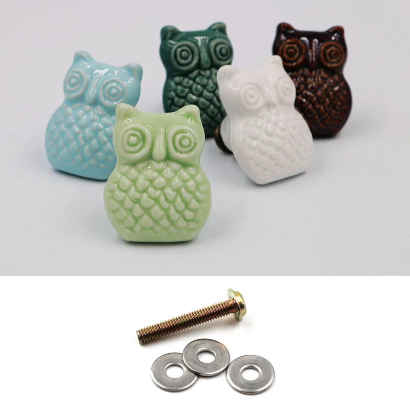 4 шт. ручка для дверцы шкафа Керамика ящик Сова дверную ручку шкаф комод детской