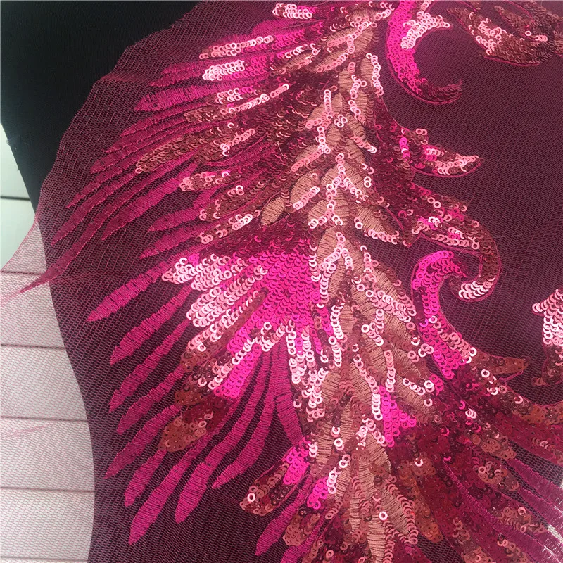 Кружевные блестки с вышивкой розы нашивки павлиньими перьями и крыльями