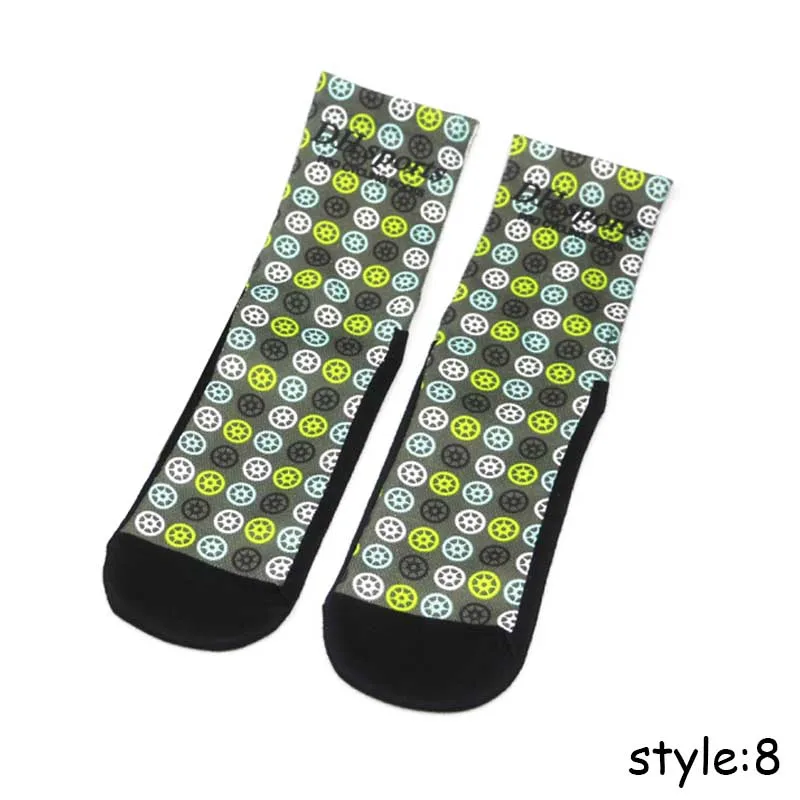 style 8 Высококачественные Профессиональные хлопковые велосипедные носки для горного велосипеда, дышащие спортивные носки с принтом носков для мужчин и женщин - Цвет: style 8