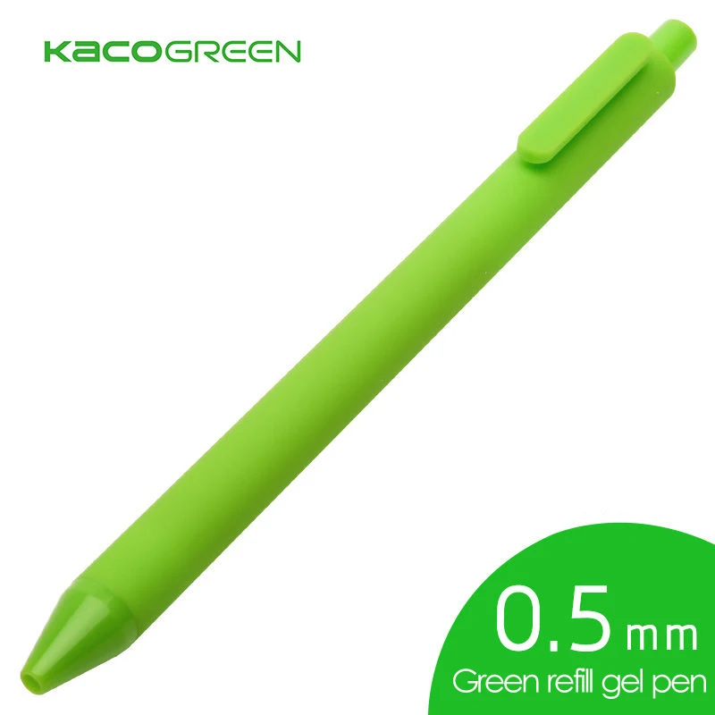 Green refill 1 шт. Jinghao KACO чистая Серия матовый черный с черным стержень сменный гелевый ручка высокого качества ABS гелевые ручки для студентов письма канцелярские принадлежности - Цвет: Green refill
