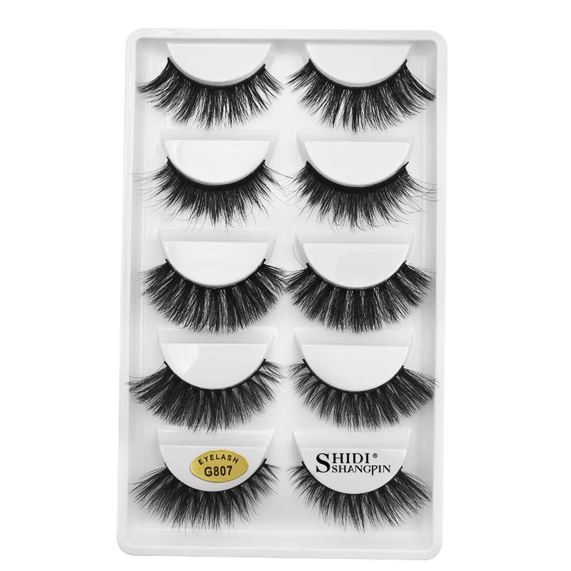 SHIDISHANGPIN 5 Pairs 3d Mink Eyelash Natural Long Lashes Hand Made Soft False Plastic Cotton Stalk Makeup | Красота и здоровье