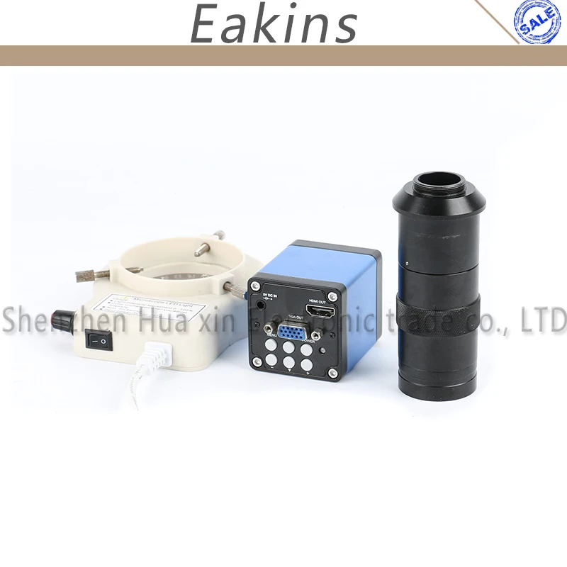 

HDMI VGA Digital Industrial Microscope HD 1080P 1/2.5" CMOS Video Camera Support C/CS Lens+100X C-mount Lens+56 LED Ring Light