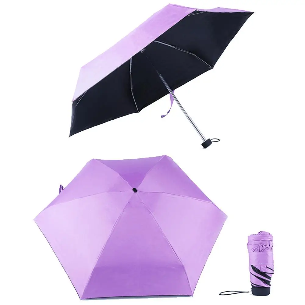 purple LanLan Pretty Mini 6-rib складной зонт Анти-УФ солнце/Защита от дождя и ветра Компактный Зонт подарок-30 - Цвет: purple