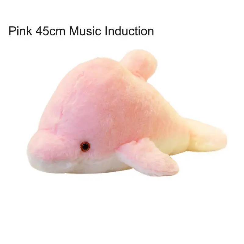 Pink 45cm Яркая плюшевая кукла дельфин, светящаяся плюшевая подушка с мигалкой, светодиодный подарок на день рождения - Цвет: Pink 45cm