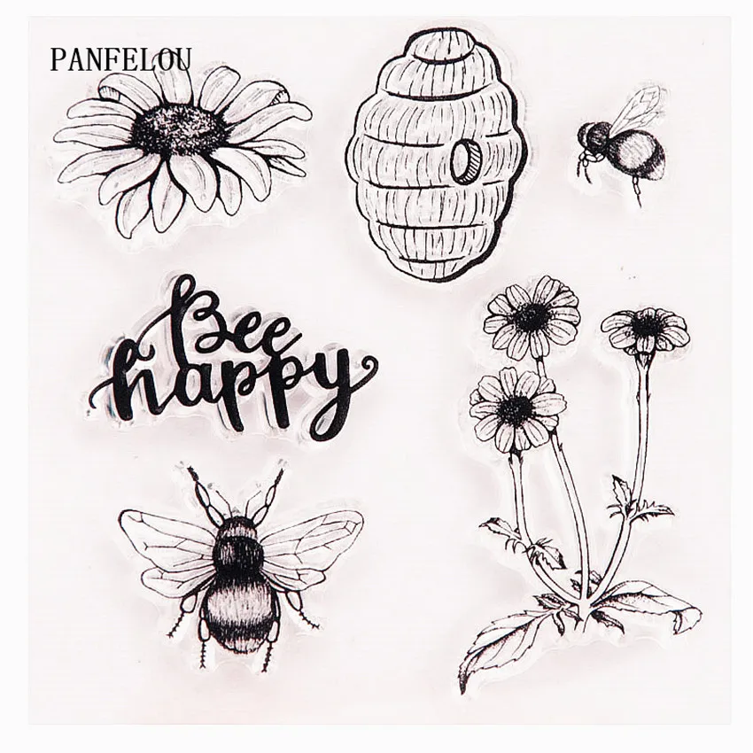 PANFELOU hard-working bee Transparent Clear Silicone Stamp/Seal DIY scrapbooking/photo album Decorative clear stamp sheets