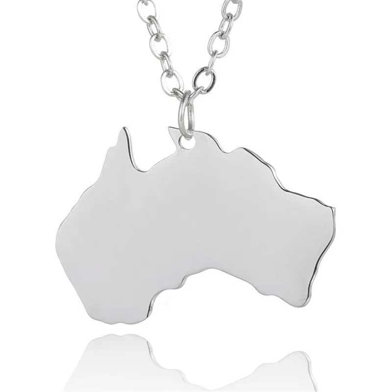 Buy Trendy Australia Map Necklace Stainless Steel Heart Pendant Women Fashion Jewellery Gift 12pcs/lot on