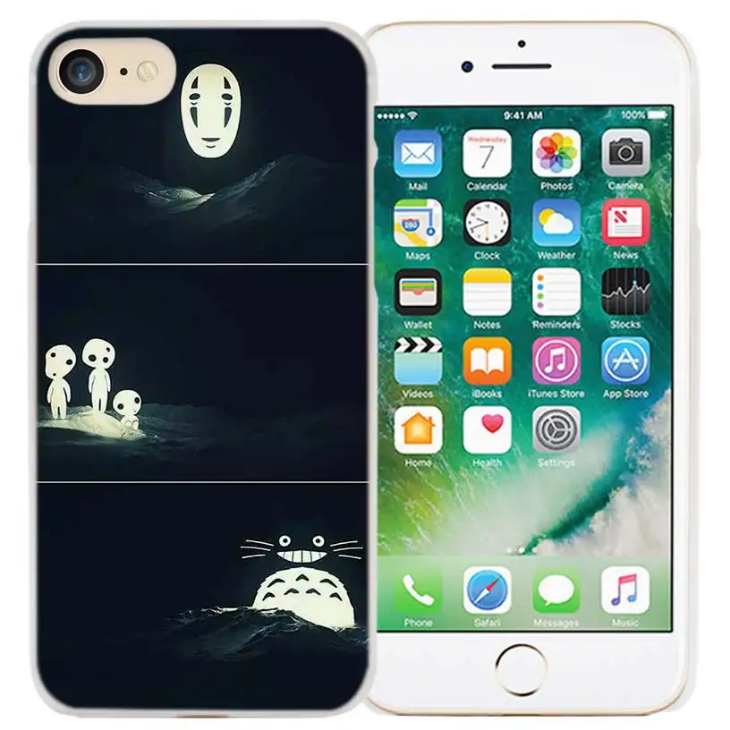 Милый чехол для iPhone XS Max XR X или 10, 6, 6 S, 7, 8 Plus, 5S, SE, 5, 4S, 4, 5C, Жесткий Чехол из поликарбоната с рисунком Тоторо, унесенный призраками, Ghibli - Цвет: 01