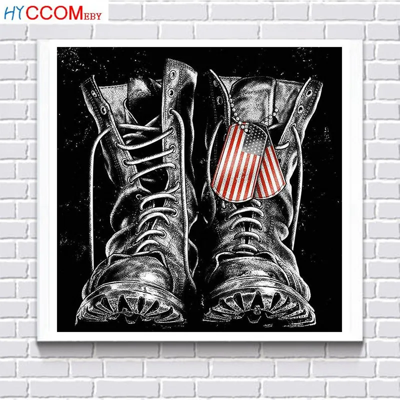 5D DIY diamond painting military shoes mosaic pattern cross stitch square rhinestone crafts home decoration mural | Дом и сад