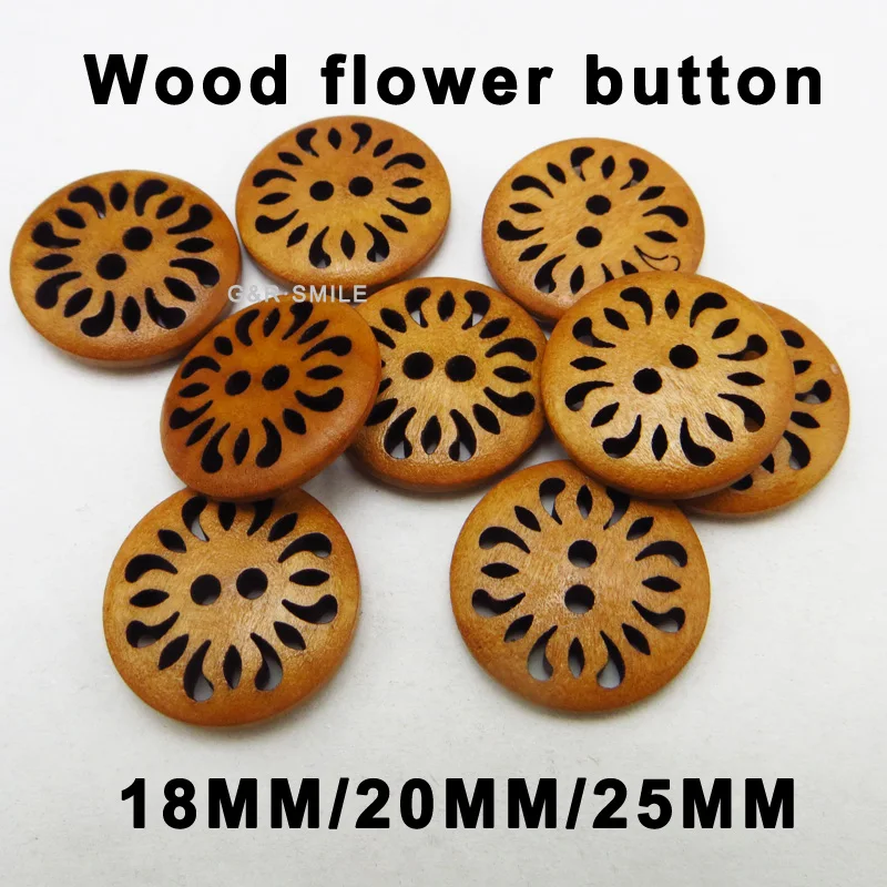 

50PCS 20MM Daisy painting wooden carving buttons coat boots sewing clothes accessories MCB-640