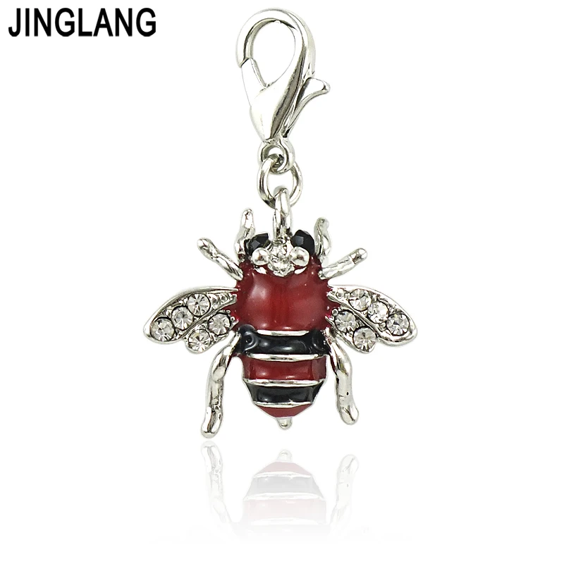 JINGLANG DIY оптовая продажа Rinestone желтая эмаль пчела подвеска Лобстер застежка