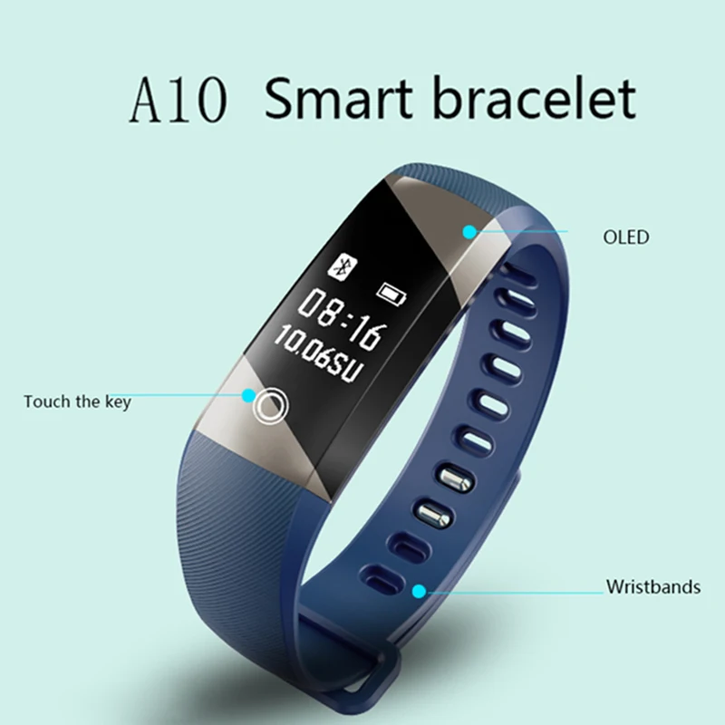 Smart Wristband A10 Heart Rate Monitor Bluetooth OLED Bracelet Fitness Tracker Pedometer SMS call Reminder free shipping | Электроника