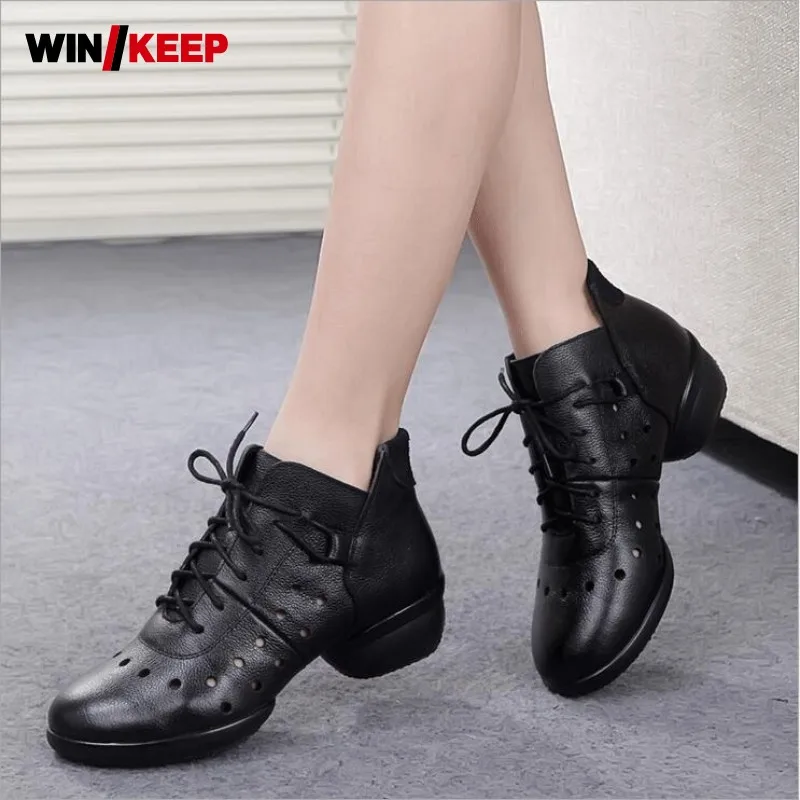 Женские кроссовки с вырезами на шнуровке для бальных танцев сальсы современные