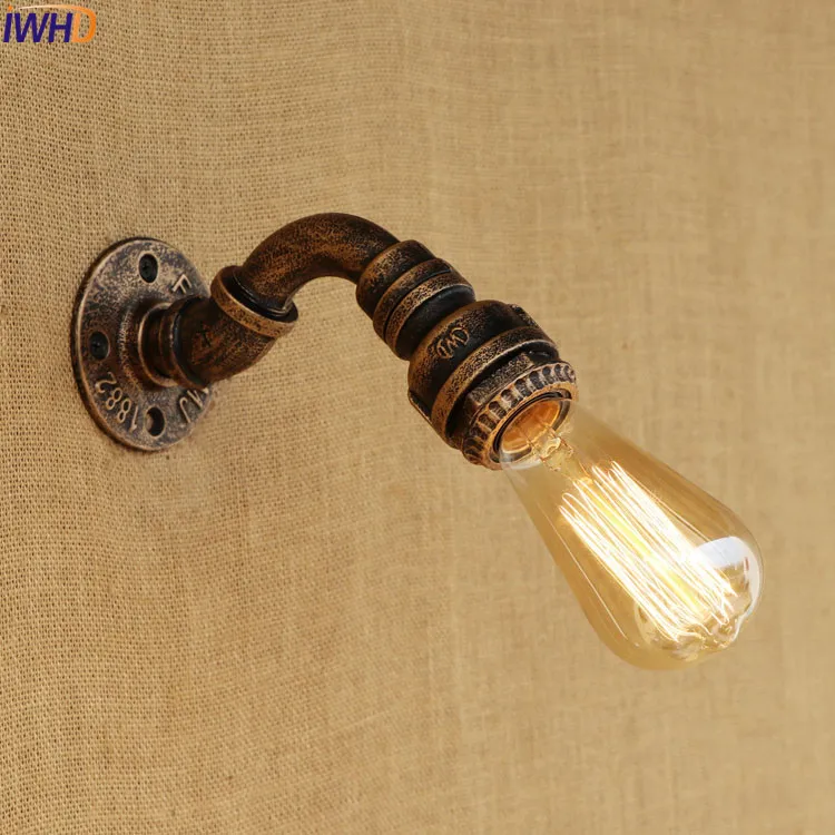 

IWHD Edison Retro Vintage Wall Light Fixtures Antique Water Pipe Wall Lamp Loft Industrial Lighting Sconce Lamparas De Pared