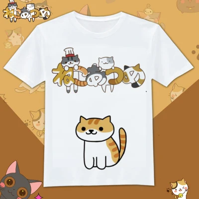 7 Повседневная футболка для девочек с круглым вырезом для Neko Atsume, милые футболки с котами, женские летние футболки с короткими рукавами - Цвет: 7