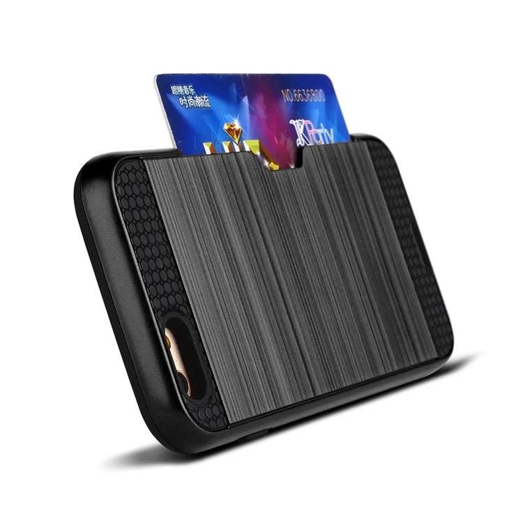 for iPhone 6 6S 7 8 Plus X XS 5s Plain Business Carbon Fiber Phone Case with Card Slot Rose Gold Anti-knock Back Cover |