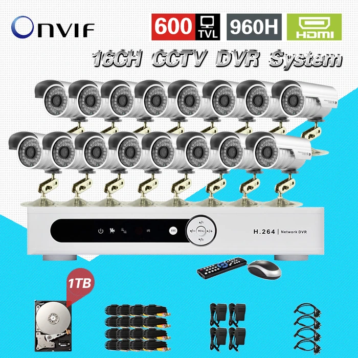 16ch 600TVL ИК Открытый камеры безопасности с DVR записи видеонаблюдения системы HDMI 1080 P