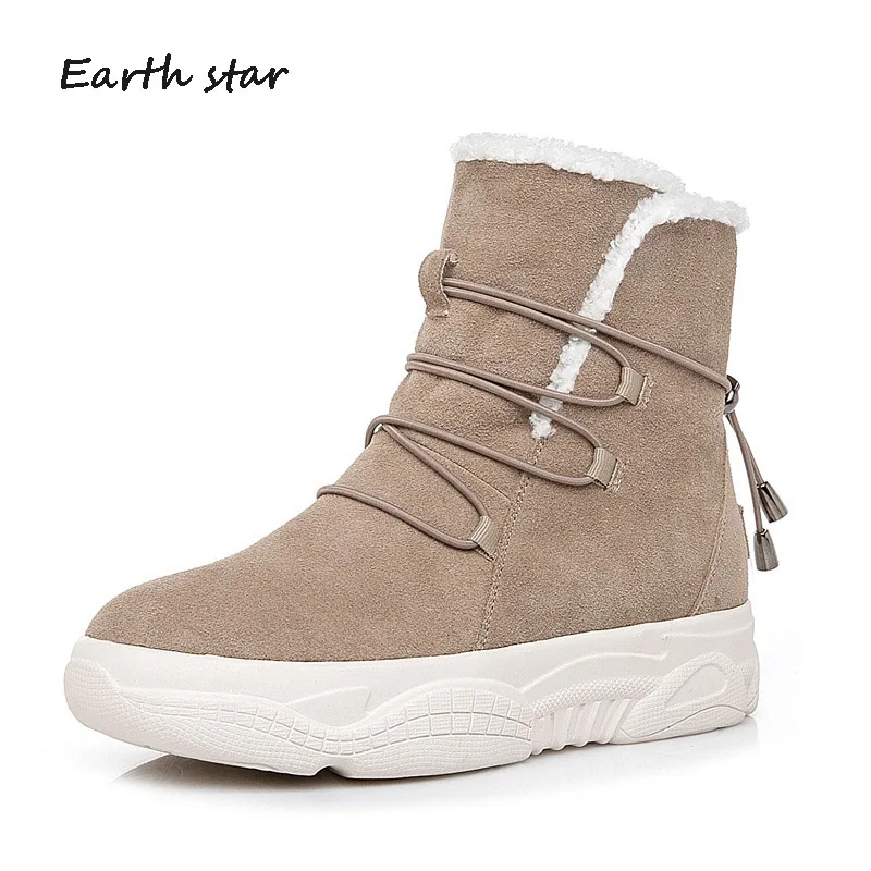 

Casual Shoes Women zapatos de mujer Genuine Leather Fashion Brand Warm Snow Boots Lady chaussure Winter Female footware with Fur