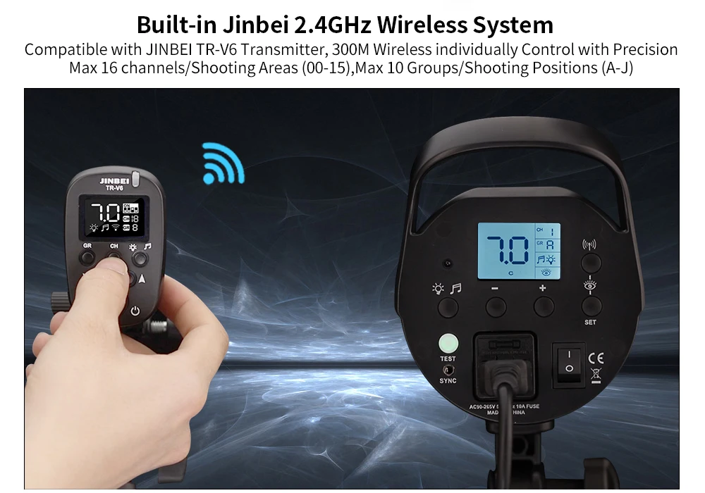 JINBEI DM-5 500Ws портативная студийная вспышка компактная фотография стробоскоп светильник GN72 светильник ing Head 110V 220V беспроводной пульт дистанционного управления
