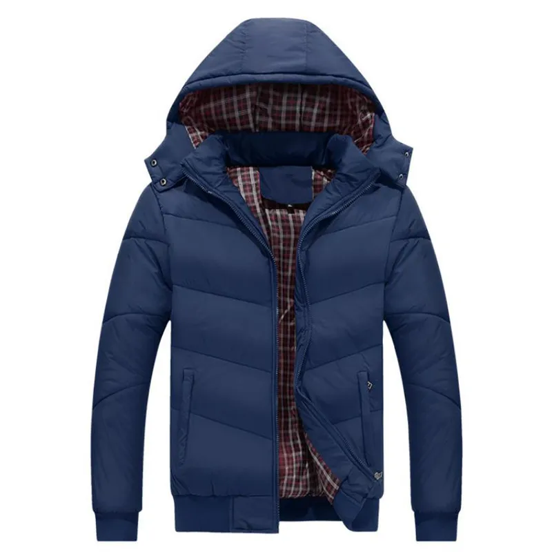 Men's Autumn And Winter Down Jacket Detachable Hooded Fashion Solid Color Warm Cotton casual solid Jacket Large Size Coat