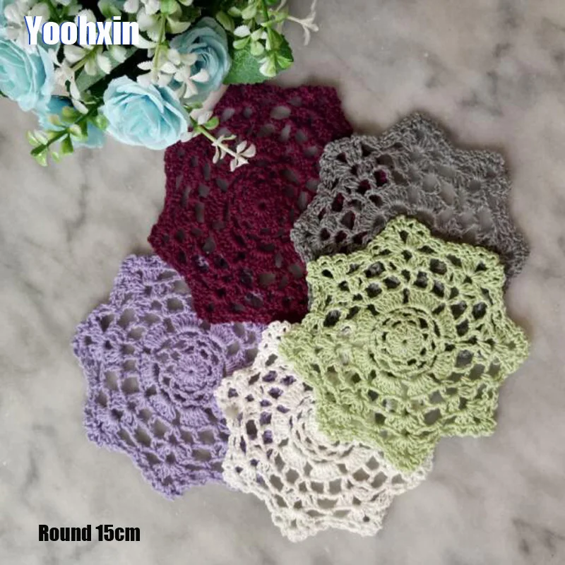 Новинка ручная работа кружево Круглый хлопковый коврик для стола посуды ткань
