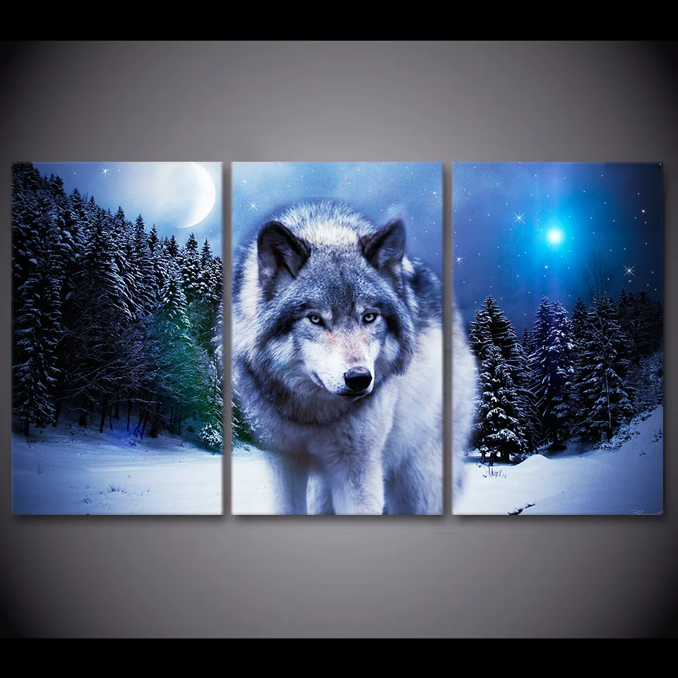 

Wholesale Animal series Canvas Painting Framed Wolf painting Wall Picture For Living Room 3Pcs Canvas art/11Y-ZT-43