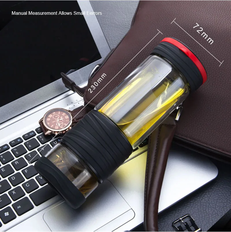 Дорожная стеклянная кружка для воды 400 мл двухслойный чайник разделения чая