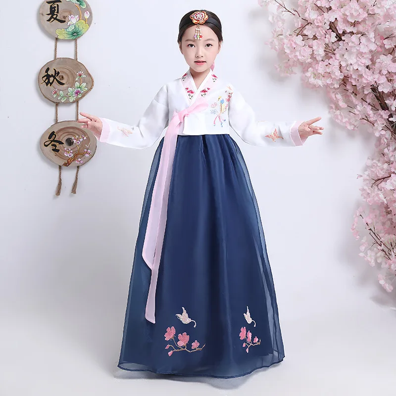 Детское вышитое корейское платье Hanbok традиционная свадебная одежда дворца
