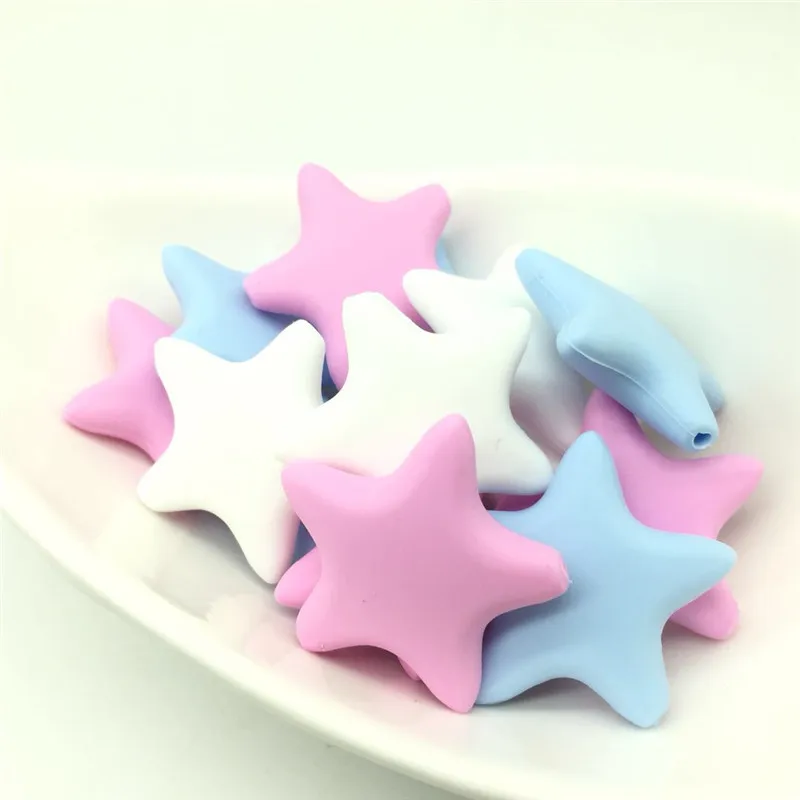 50 шт 35 мм Форма Звезды силиконовый бисер ребенок прорезывание зубов свободные