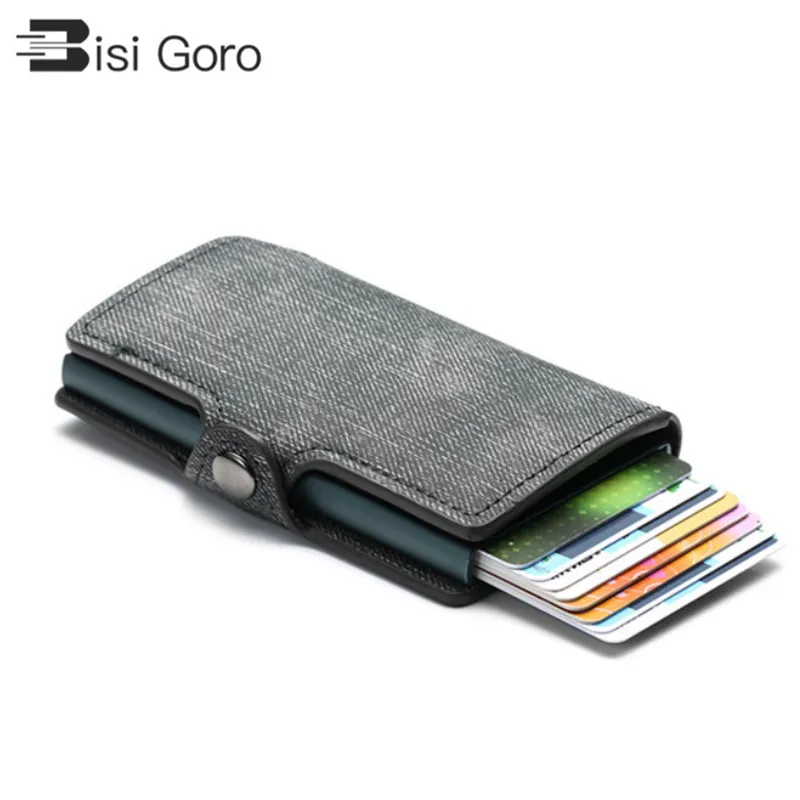 BISI GORO, новинка, красочный кредитный держатель для карт, RFID Блокировка, тонкие ID Держатели, Полиуретановая Одиночная алюминиевая коробка, бизнес с застежкой, кошельки для карт