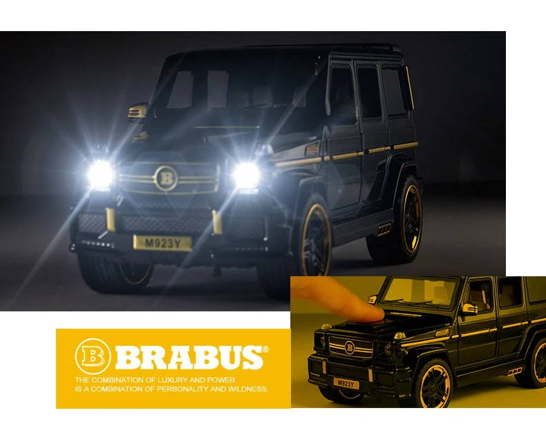 Горячая 1:24 Масштаб колеса литья под давлением автомобиль Benz brabus suv металлическая модель G65 с светильник и звук вытяните назад игрушки коллекция для подарков