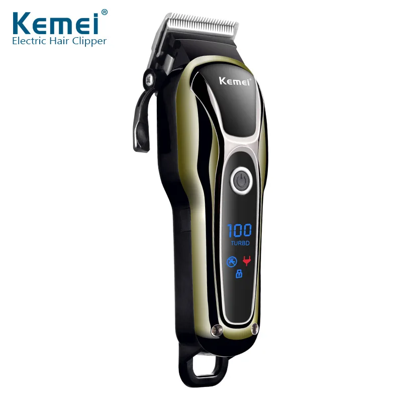 Kemei KM 1990 для мужчин ЖК дисплей быстрая зарядка электрическая машинка стрижки