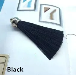 Black 5 шт./лот 80 мм шелк льда кисточка бахрома швейная мини хлопок полиэстер кисточка DIY ювелирные аксессуары украшения занавес - Цвет: Black