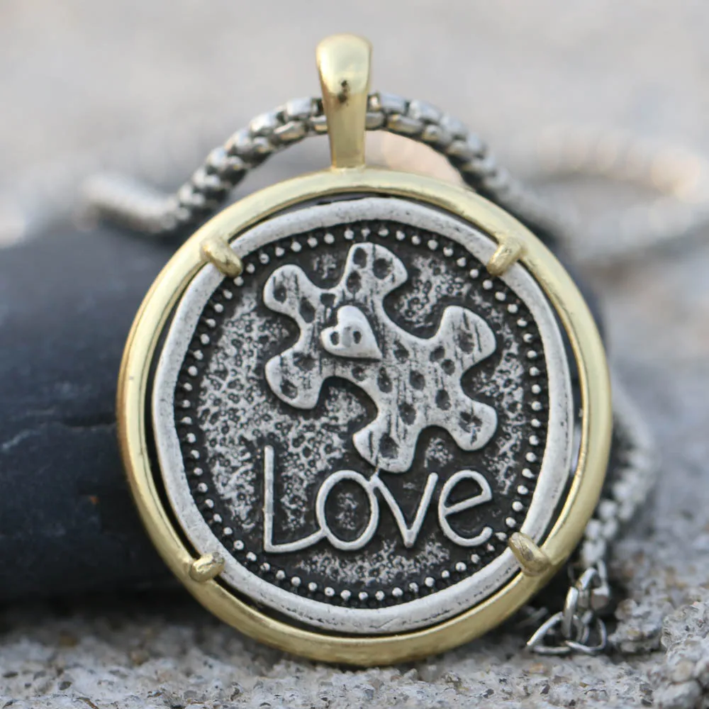 Ожерелье-пазл подвеска для информирования об аутизме ювелирные изделия подарок