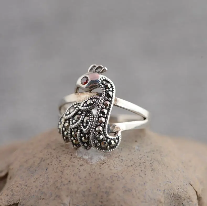Женское Винтажное кольцо с павлином Lengkea из настоящего стерлингового серебра 925