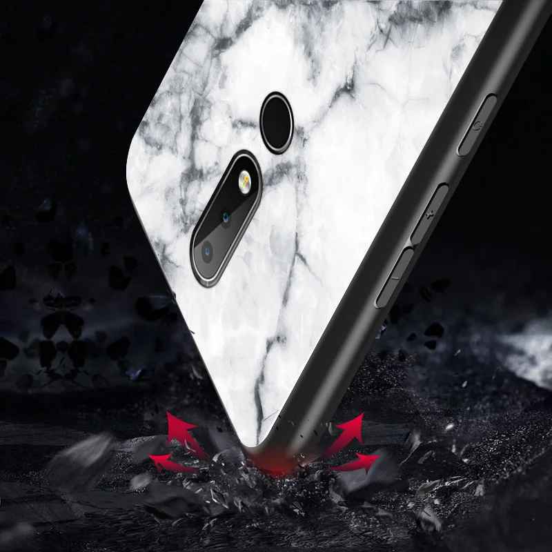 Чехол для Nokia 4 2 роскошный мраморный рисунок жесткое закаленное стекло защитный