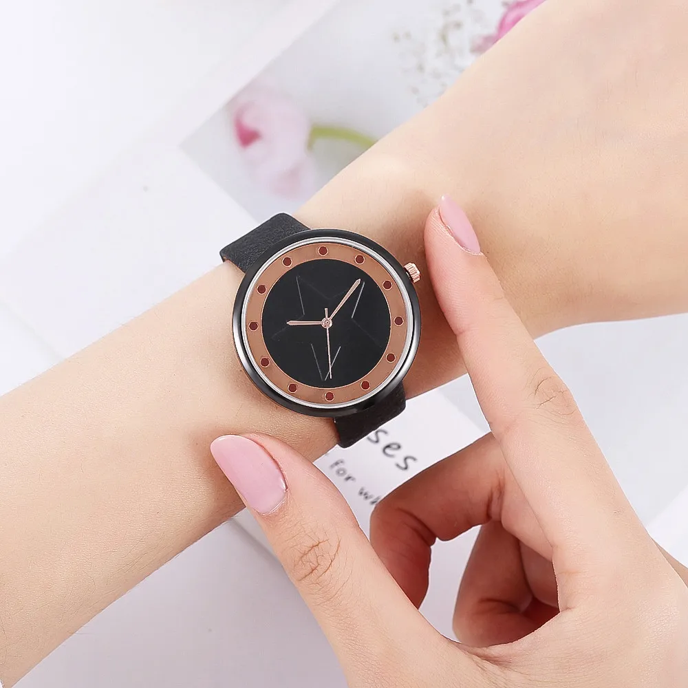 Часы GEMIXI с креативной рельефной пентаграммой студенческие часы кожаным ремешком