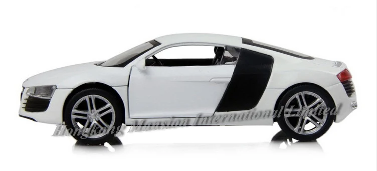 1:32 Масштаб литая под давлением металлическая модель автомобиля для Audi R8 Роскошная Коллекционная модель вытяжной игрушки автомобиль со звуком и светильник