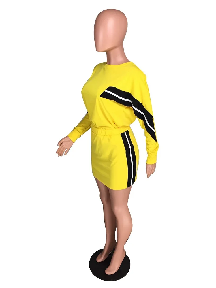 Женский комплект из 2 предметов: мини рубашка и юбка в полоску модный спортивный