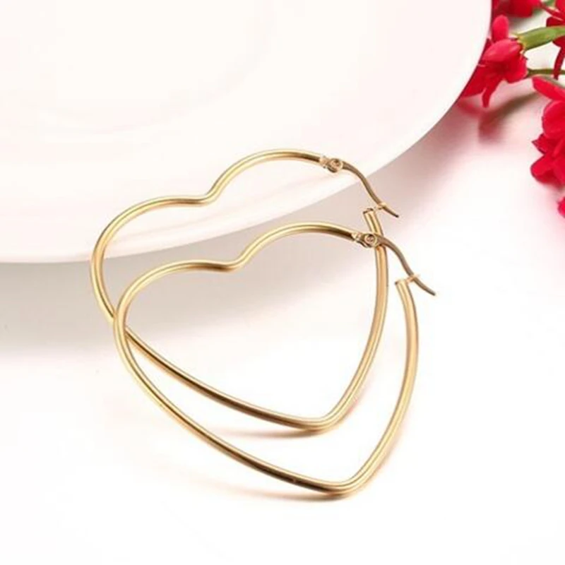 Модные Позолоченные ювелирные изделия из нержавеющей стали в форме сердца