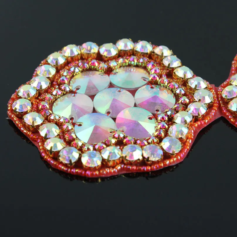 1 шт. красный пояс из смолы со стразами вышитый бисером Цветок Аппликация Планки