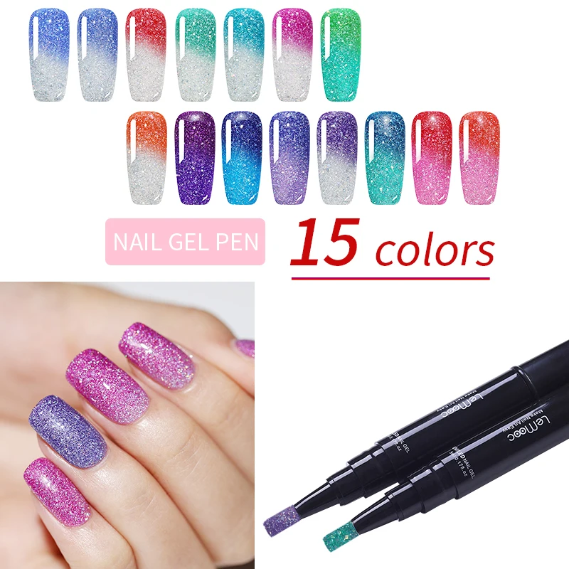 LEMOOC 5 мл Блестящий мерцающий Гель лак для ногтей Термальный изменяющий Цвет УФ