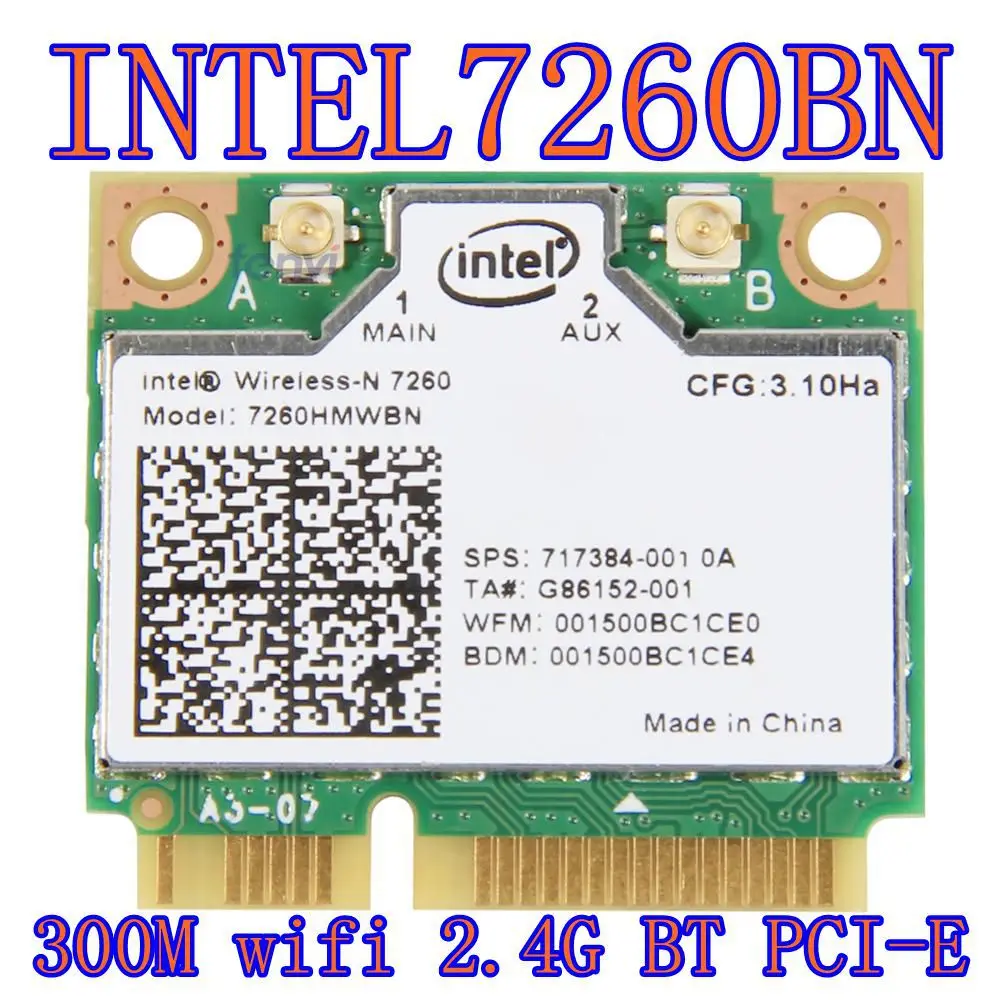 Intel Wireless n 7260 7260hmw Bn Half Mini Pci e Bluetooth Bt беспроводная Wi Fi карта 802 11 B G N 2 4 ГГц|wireless-n