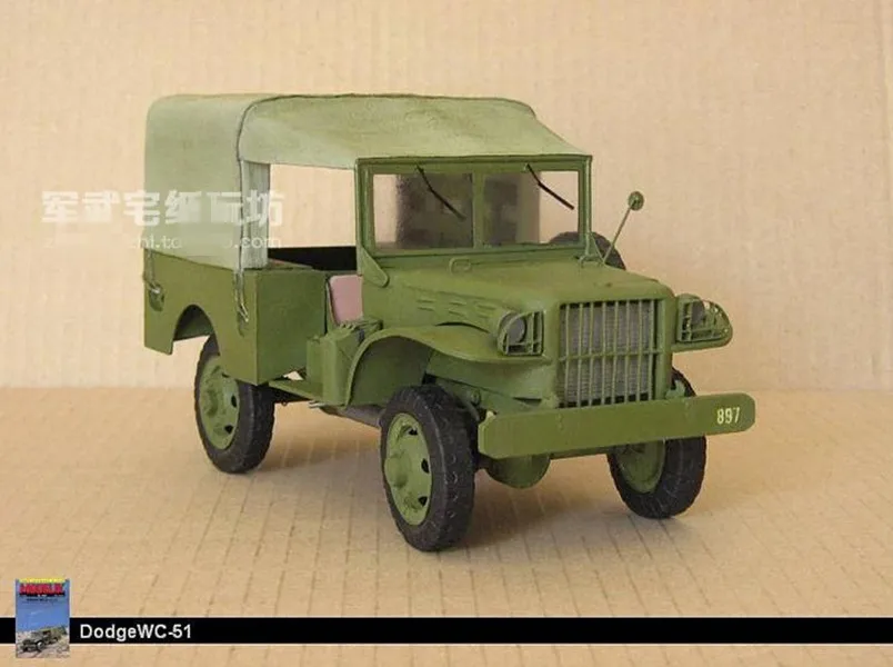 Масштаб 1:25 американский Dodge Jeep WC 51 Вторая мировая война jeep 3D Paper Model Kit|Картонные