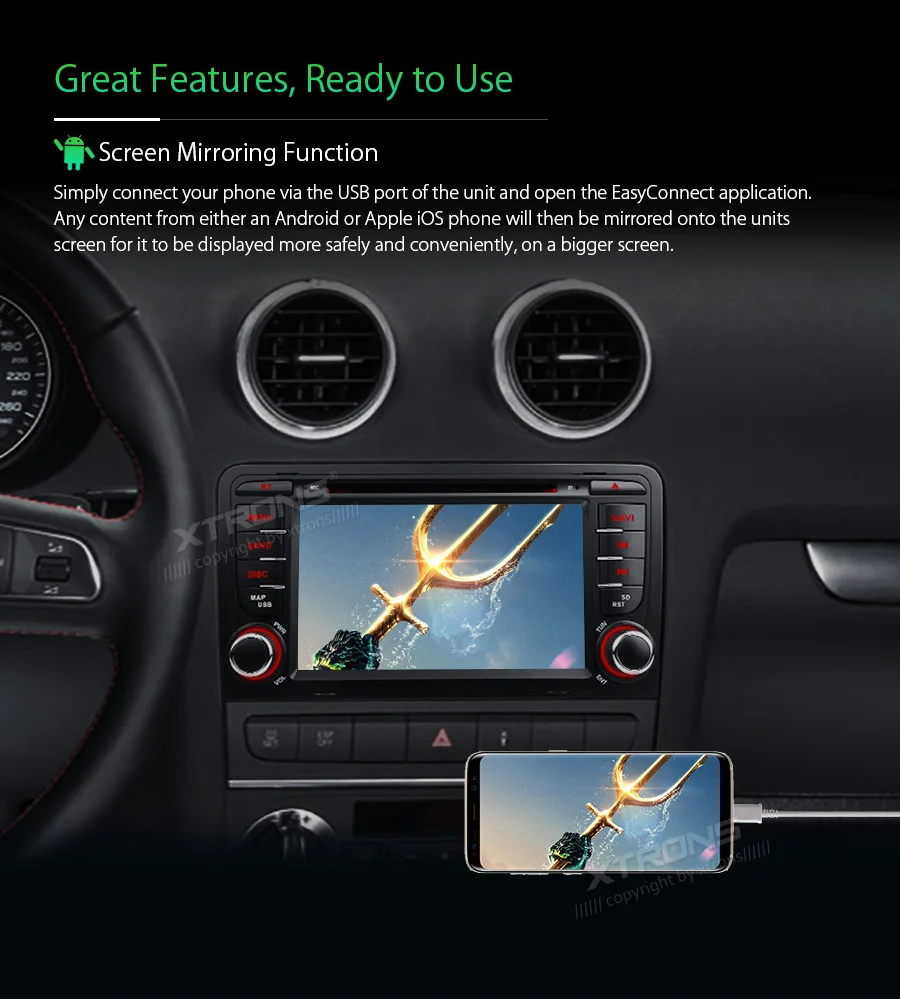 XTRONS " Android 8,1 радио gps RCA Автомобильный DVD плеер для автомобиля Audi A3 8 P 2003 2004 2005 2006 2007 2008 2009-2012 S3/RS3 Sportback