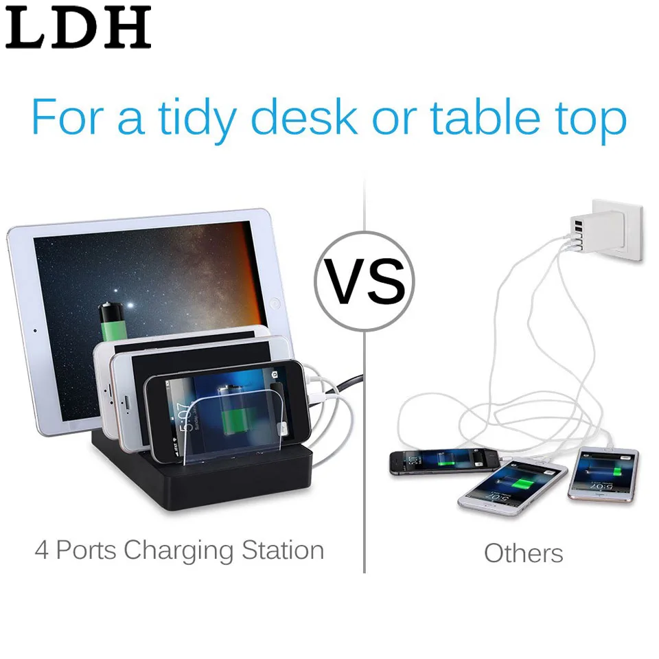 LDH 4 порта настольное USB зарядное устройство многофункциональная док станция для