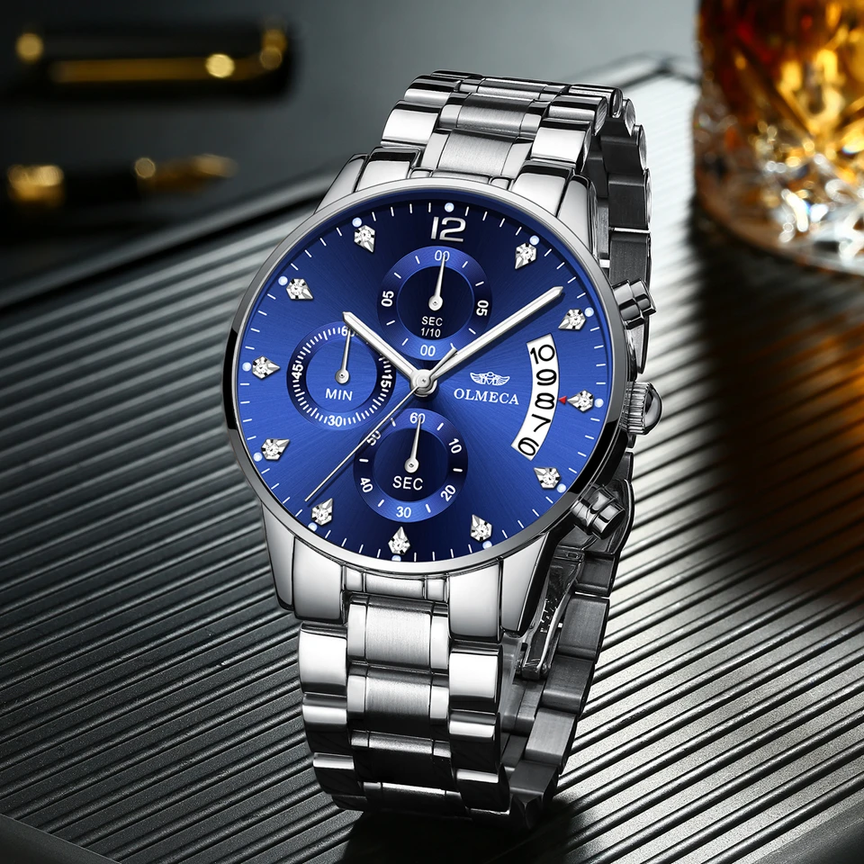 Мужские модные часы роскошные из нержавеющей стали брендовые военные